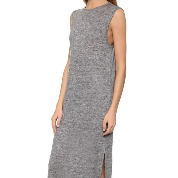 Alexander Wang Heather Linen Muscle Maxi Long Dress Gray Side Slit XS - Picture 3 of 15
